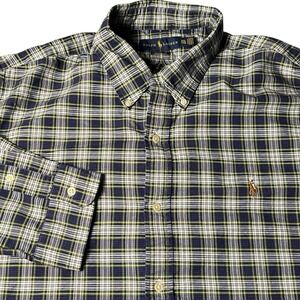 Polo Ralph Lauren Oxford Button Front‎ Long Sleeve Shirt Men's Plaid XXL Blue